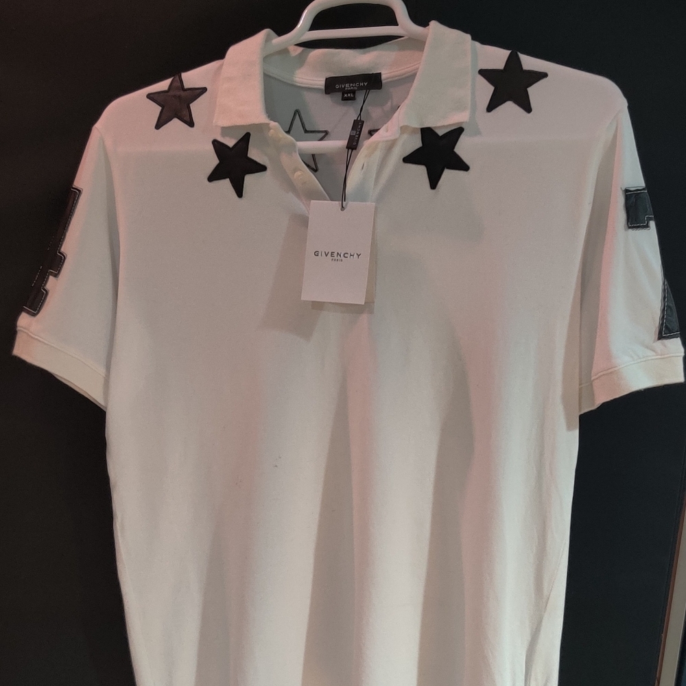 Givenchy Star Cuban Fit White Polo Shirt